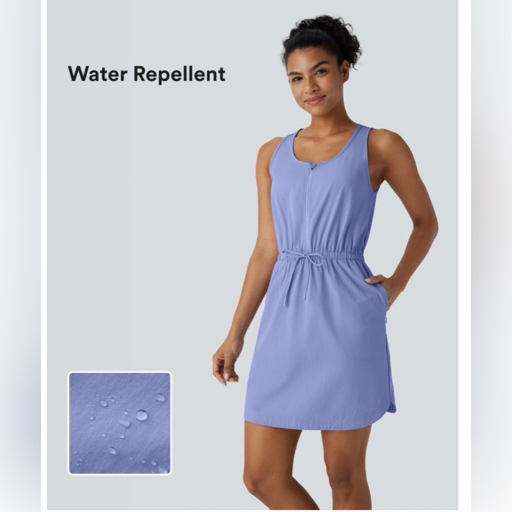 Halara Active hiking mini dress, waterproof sleeveless, drawstring And pockets